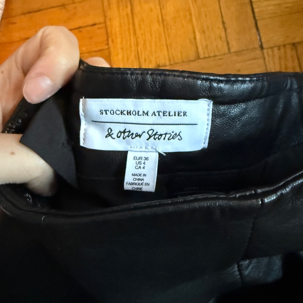 High Waisted Genuine Leather Mini Skirt